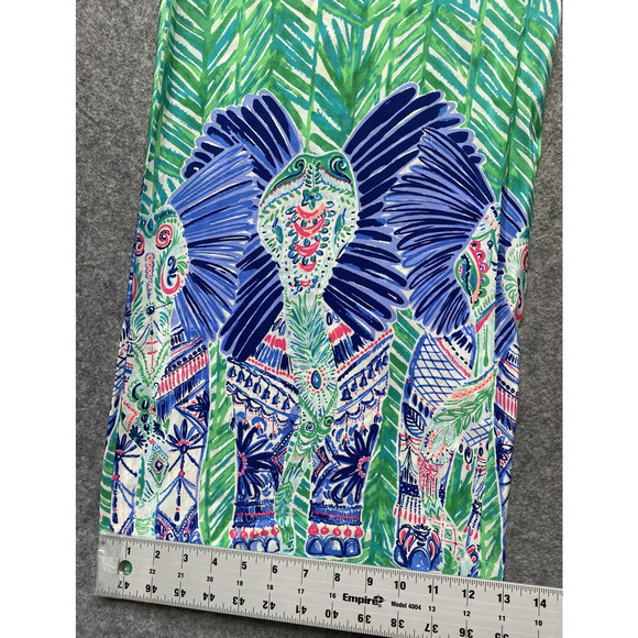 Lilly Pulitzer Pants Womens 4 Green Elephant Print Silk Wide Leg Side Zip 25053 - Picture 7 of 16